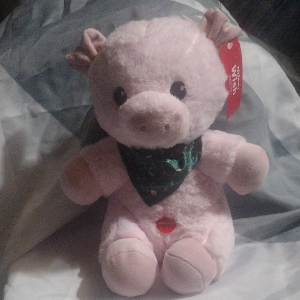 Plush Pig Dog Toy - Pink